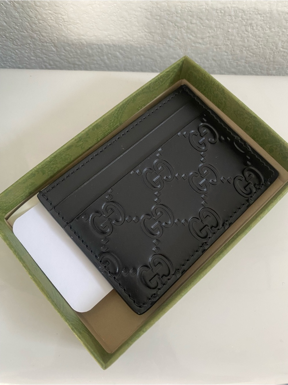 Gucci Black Embossed Logo Leather Card Case BRAND NEW - Picture 2 of 3